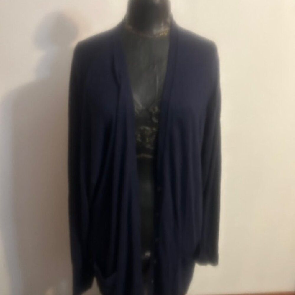 Pure Energy Navy Blue open front cardigan, size 2X